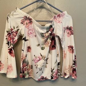 Floral off the shoulder shirt